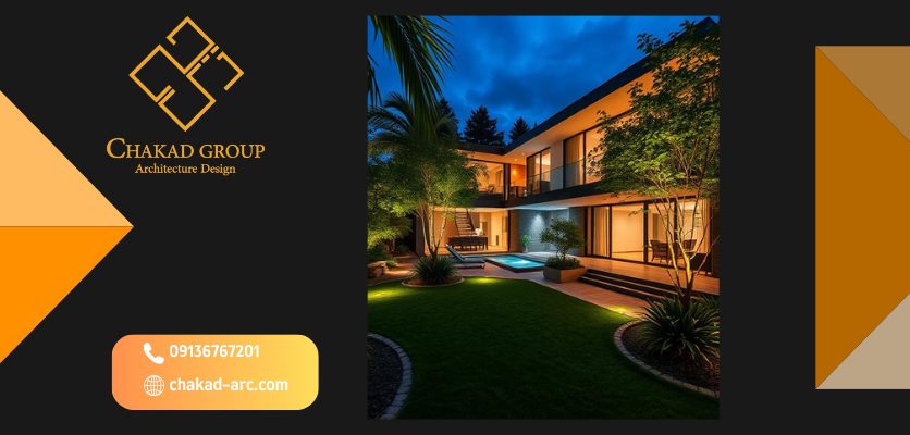 زیبایی شبانه - فضای سبز ویلا