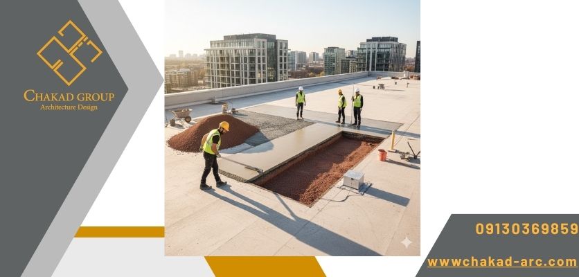 استفاده متریال مناسب - شیب بندی بام 