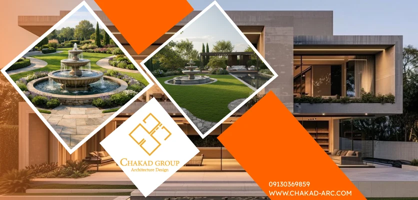 آبنما - طراحی باغ 1000 متری