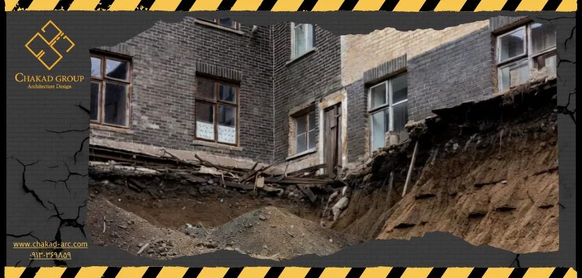 گود برداری - گود برداری کنار ساختمان قدیمی