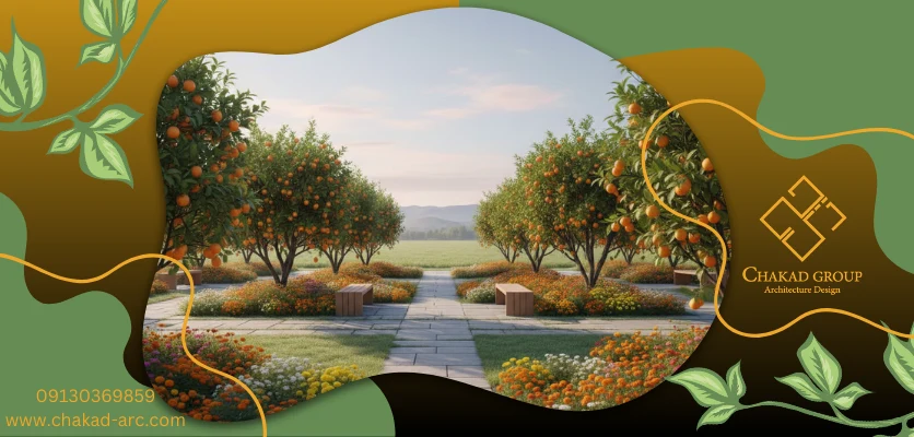 مسیر سنگ فرش - طراحی باغ میوه